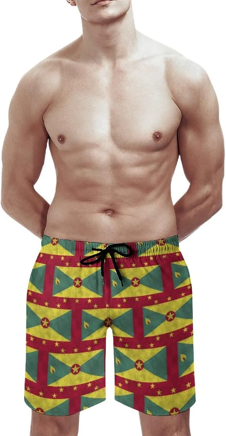 Zakqeik American-Flag Summer Mens Swimtrunks Workout Shorts Running Pants with Pockets