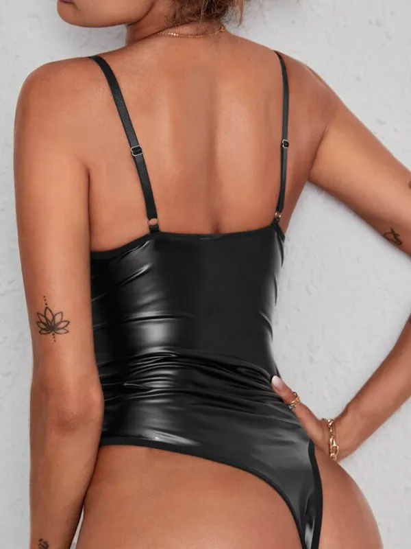 ZASUWA Female Glossy PU Faux Leather Lingerie