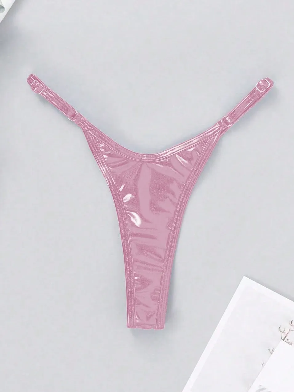 ZASUWA Female Glossy PU T-back Panties