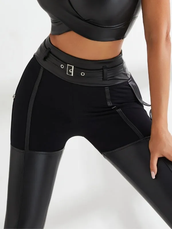 ZASUWA Female PU Glossy Cross Twist Short Sleeves