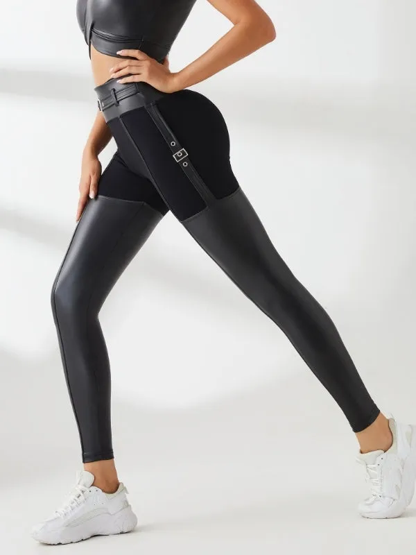ZASUWA Female PU Glossy Cross Twist Short Sleeves