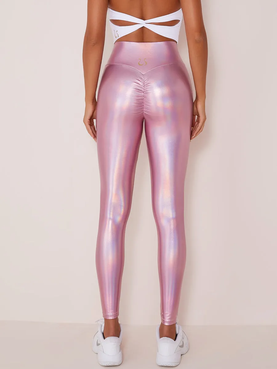 ZASUWA Female Sexy Stylish Light Pink Laser Leggings
